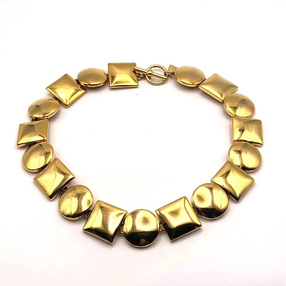 Anne Klein Gold Tone Geometric Collar Necklace with Toggle Clasp - Picture 6 of 9